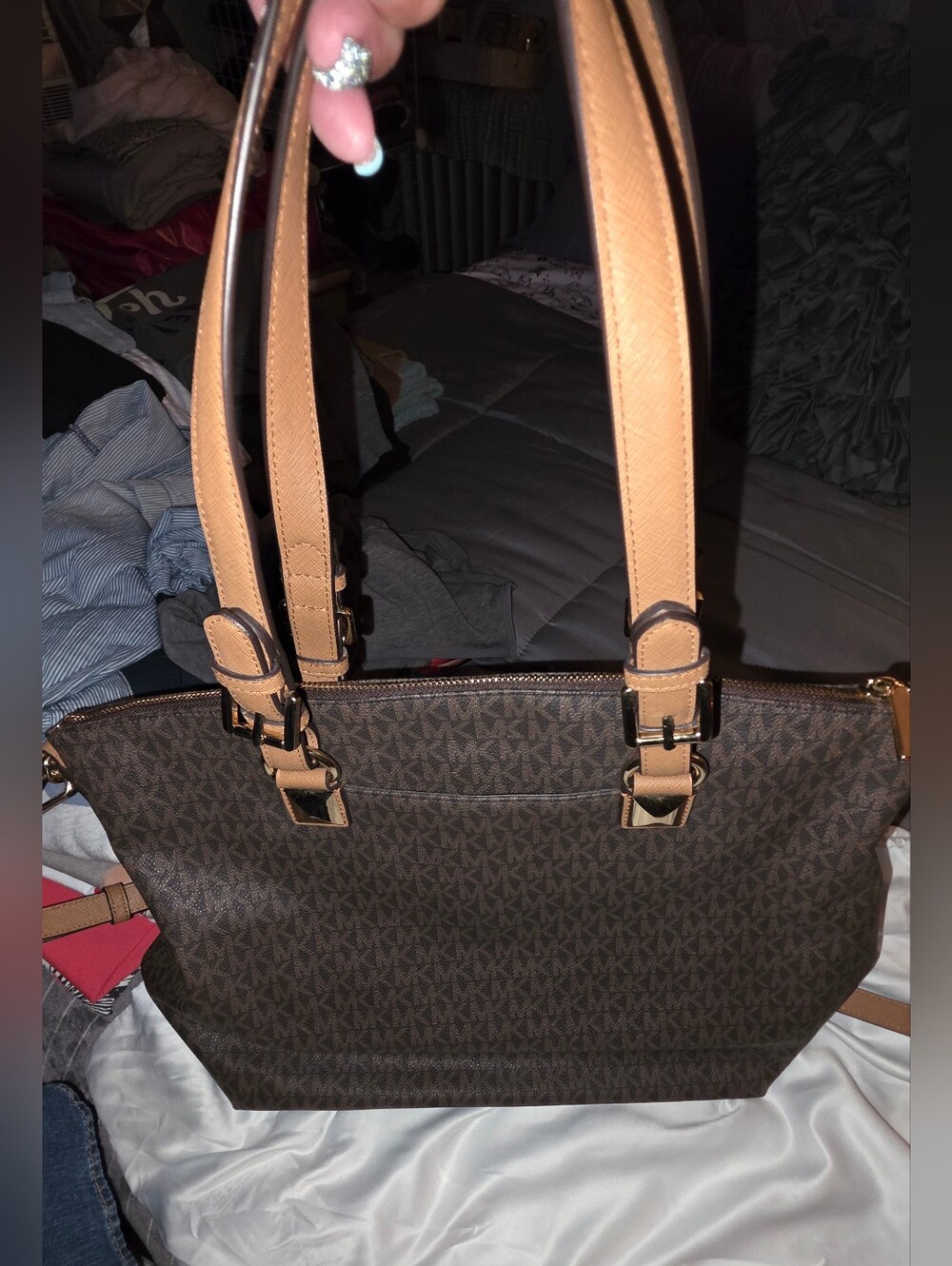 Michael Kors Brown Logo Multi-use Tote with Tan Trim - Picture 3 of 12
